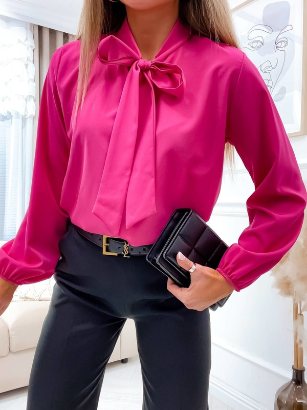 Różowa bluzka Olika z długim rękawem