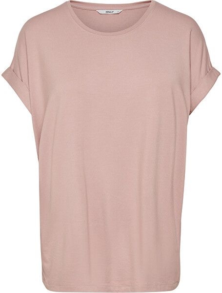 Różowa bluzka Only w stylu casual z krótkim rękawem z okrągłym dekoltem