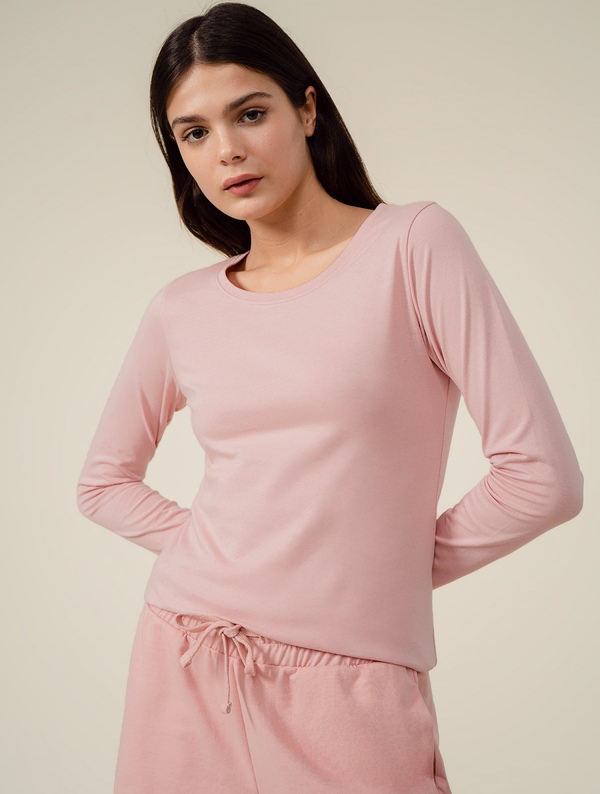 Różowa bluzka Outhorn w stylu casual z długim rękawem
