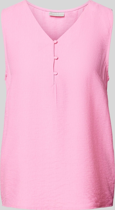 Różowa bluzka Peek&Cloppenburg bez rękawów z dekoltem w kształcie litery v w stylu casual