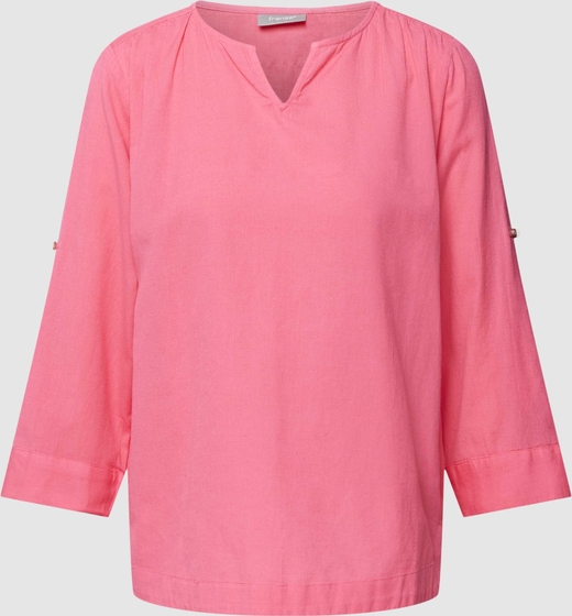 Różowa bluzka Peek&Cloppenburg w stylu casual z dekoltem w kształcie litery v z bawełny