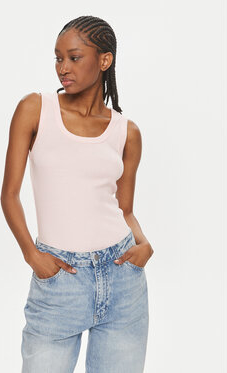 Różowa bluzka Pepe Jeans na ramiączkach w stylu casual