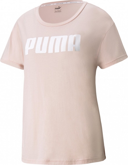 Różowa bluzka Puma z bawełny z okrągłym dekoltem z krótkim rękawem