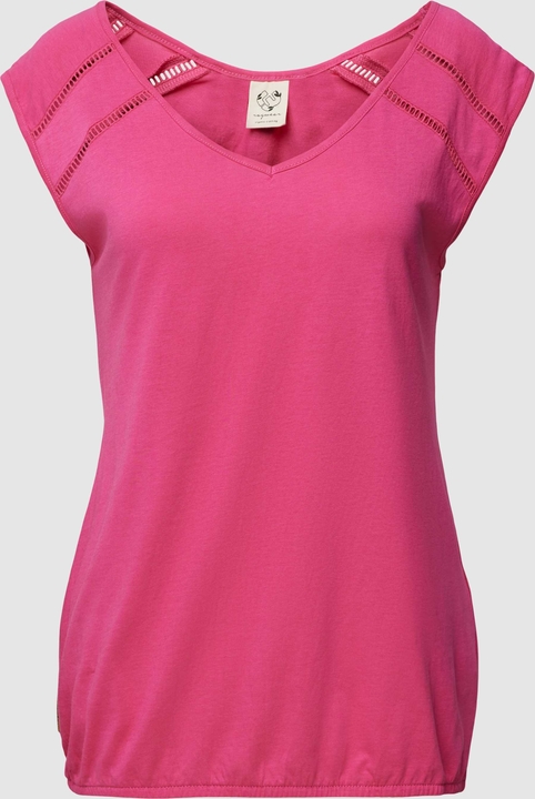 Różowa bluzka Ragwear z okrągłym dekoltem z krótkim rękawem w stylu casual