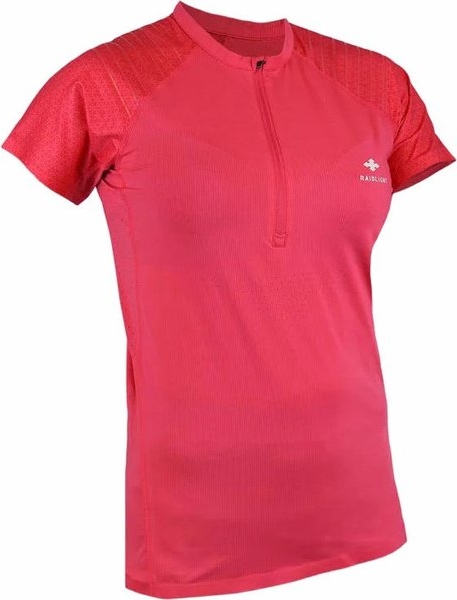 Różowa bluzka Raidlight z krótkim rękawem w sportowym stylu z okrągłym dekoltem