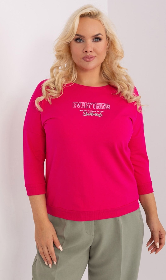 Różowa bluzka Relevance w stylu casual z okrągłym dekoltem z długim rękawem
