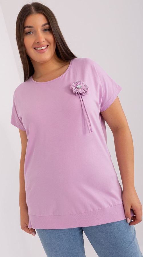 Różowa bluzka Relevance w stylu casual z okrągłym dekoltem z krótkim rękawem