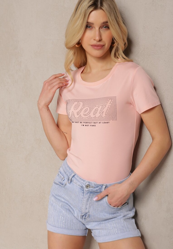 Różowa bluzka Renee z krótkim rękawem w stylu klasycznym
