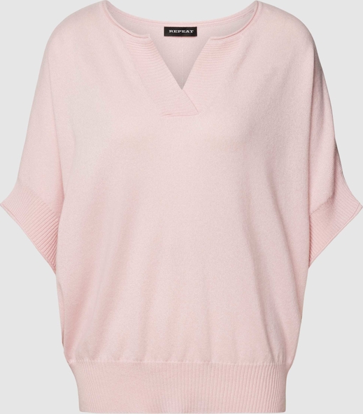 Różowa bluzka Repeat w stylu casual z długim rękawem