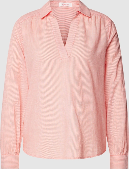 Różowa bluzka S.Oliver z dekoltem w kształcie litery v z bawełny w stylu casual