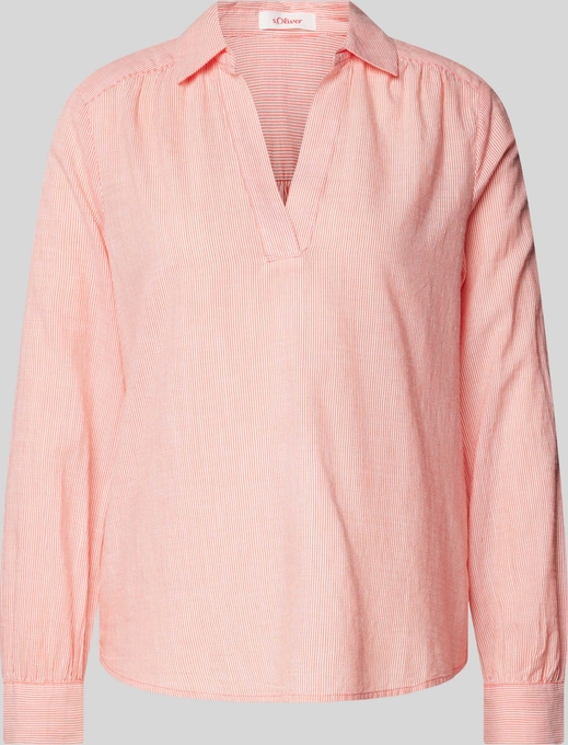 Różowa bluzka S.Oliver z długim rękawem z bawełny