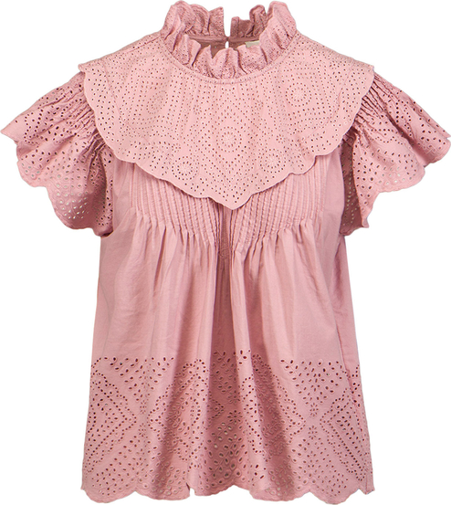Różowa bluzka Sea New York w stylu casual z krótkim rękawem z okrągłym dekoltem