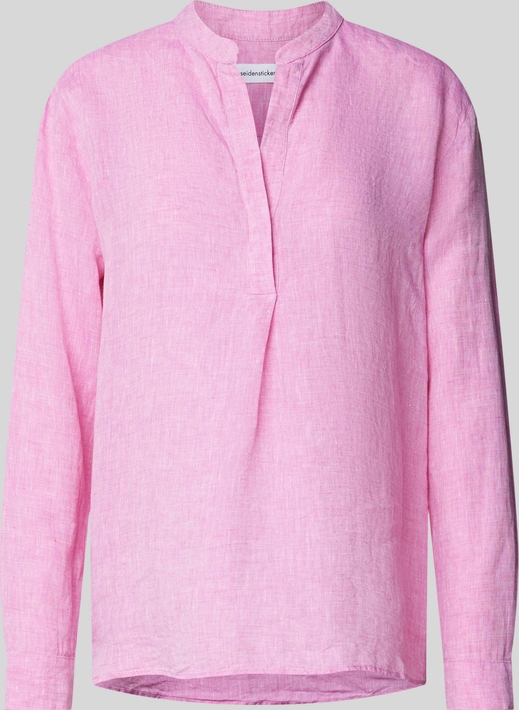Różowa bluzka Seidensticker z długim rękawem z lnu