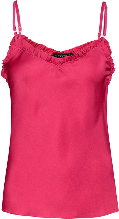 Różowa bluzka SUBLEVEL z dekoltem w kształcie litery v na ramiączkach