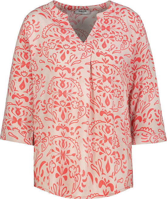 Różowa bluzka SUBLEVEL z długim rękawem z dekoltem w kształcie litery v w stylu casual