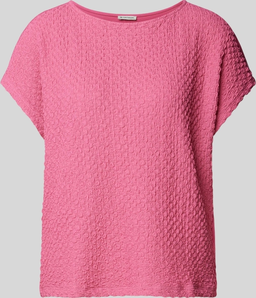 Różowa bluzka Tom Tailor z krótkim rękawem z okrągłym dekoltem
