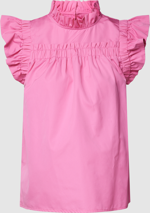 Różowa bluzka Tonno & Panna z krótkim rękawem w stylu casual z bawełny