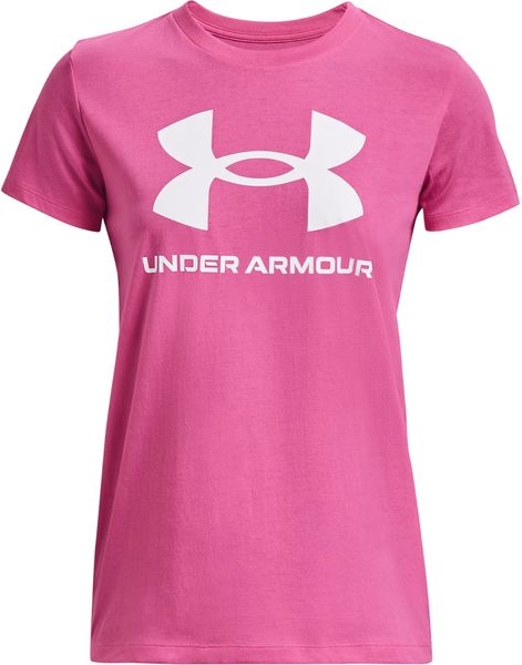 Różowa bluzka Under Armour w sportowym stylu z krótkim rękawem