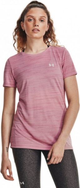 Różowa bluzka Under Armour w sportowym stylu z okrągłym dekoltem