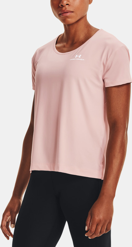 Różowa bluzka Under Armour z krótkim rękawem w sportowym stylu