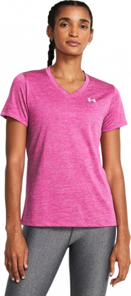 Różowa bluzka Under Armour z krótkim rękawem z okrągłym dekoltem w sportowym stylu