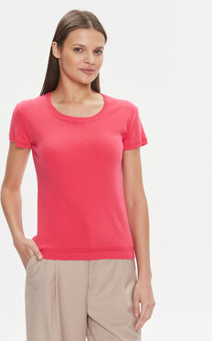 Różowa bluzka United Colors Of Benetton w stylu casual z krótkim rękawem