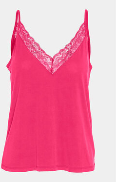 Różowa bluzka Vero Moda z dekoltem w kształcie litery v na ramiączkach