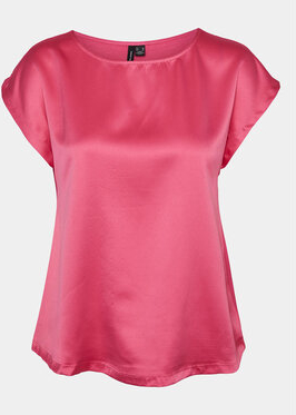 Różowa bluzka Vero Moda z krótkim rękawem z okrągłym dekoltem