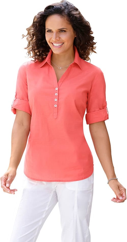 Różowa bluzka Witt Weiden z krótkim rękawem w stylu casual