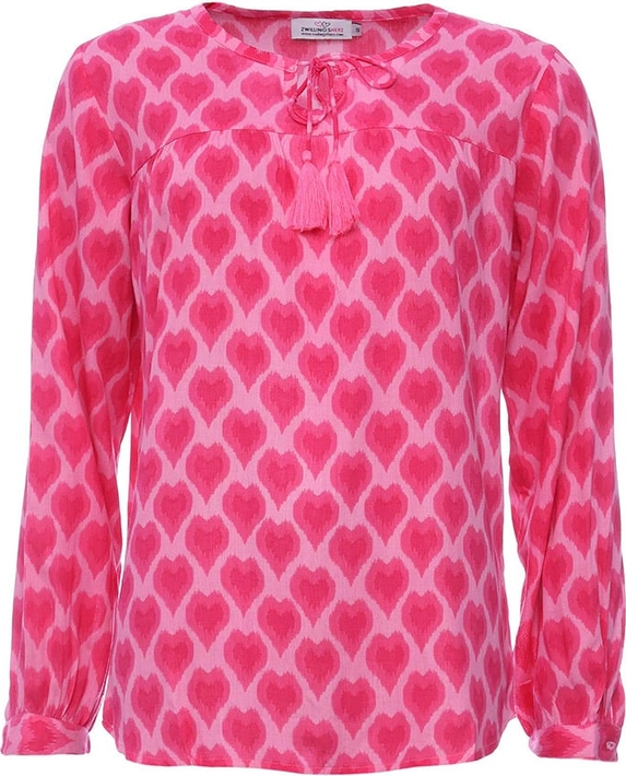 Różowa bluzka Zwillingsherz z długim rękawem w stylu casual