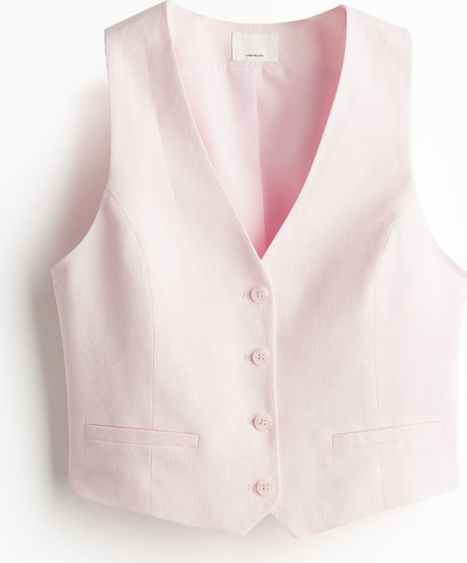 Różowa kamizelka H & M z tkaniny w stylu casual krótka