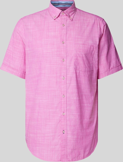 Różowa koszula Christian Berg z kołnierzykiem button down w stylu casual z bawełny