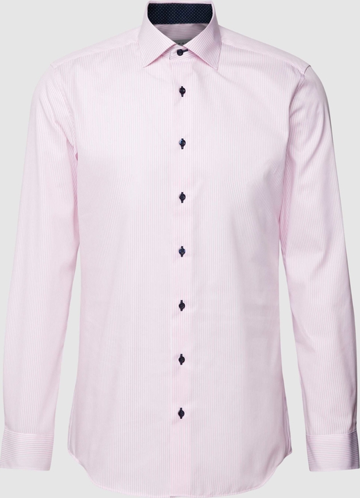 Różowa koszula Eterna z bawełny z długim rękawem