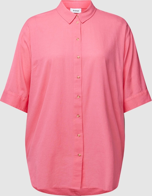 Różowa koszula Fransa Plus w stylu casual z kołnierzykiem z krótkim rękawem