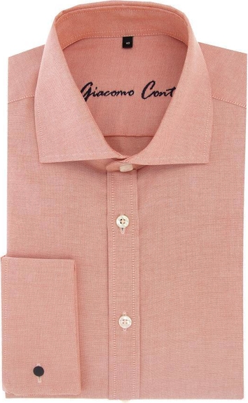 Różowa koszula Giacomo Conti z klasycznym kołnierzykiem z długim rękawem