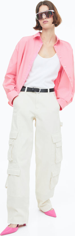 Różowa koszula H & M z tkaniny
