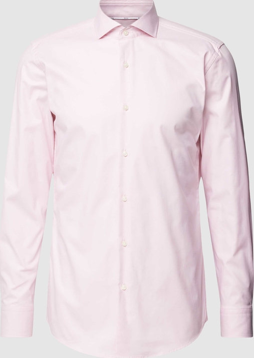 Różowa koszula Hugo Boss z klasycznym kołnierzykiem z bawełny