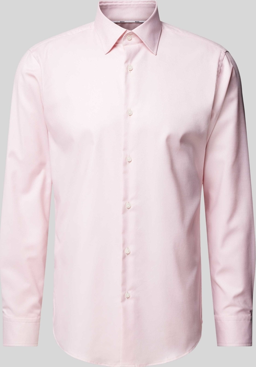 Różowa koszula Hugo Boss z klasycznym kołnierzykiem z długim rękawem