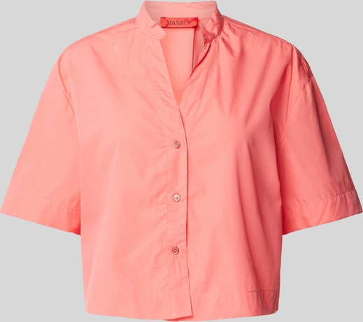Różowa koszula Max & Co. w stylu casual ze stójką z bawełny