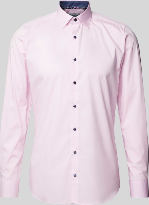 Różowa koszula Olymp Level Five z bawełny z klasycznym kołnierzykiem z długim rękawem