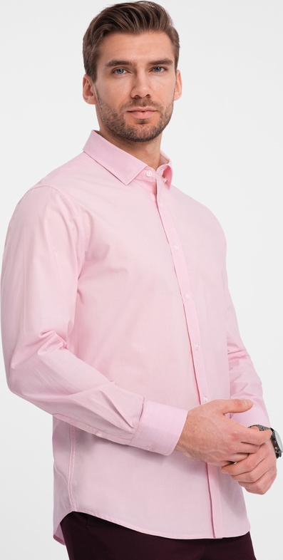 Różowa koszula Ombre z długim rękawem