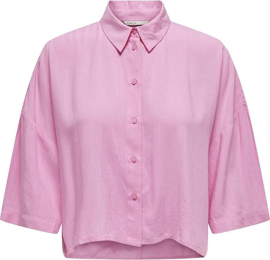 Różowa koszula Only z dekoltem w kształcie litery v w stylu casual z długim rękawem