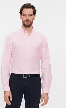 Różowa koszula POLO RALPH LAUREN z klasycznym kołnierzykiem w stylu casual