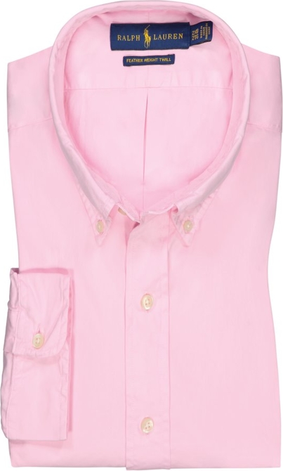 Różowa koszula POLO RALPH LAUREN z kołnierzykiem button down z długim rękawem z bawełny