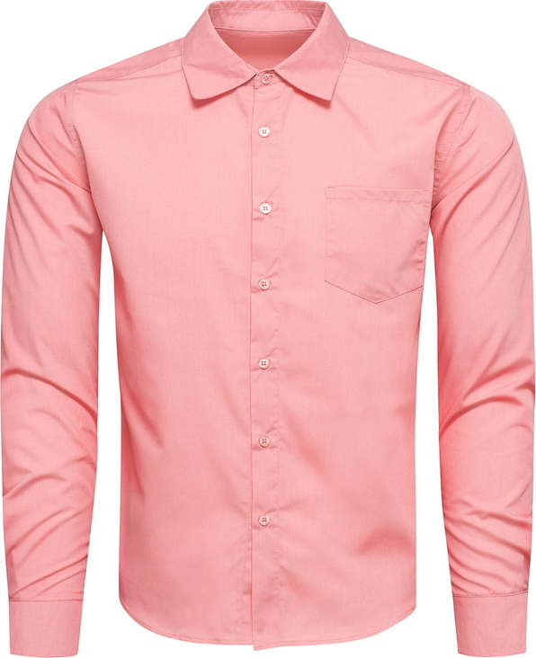 Różowa koszula Recea z klasycznym kołnierzykiem z bawełny