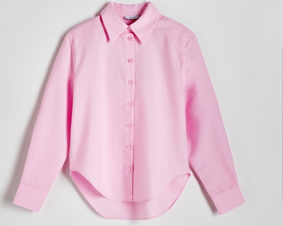 Różowa koszula Reserved z bawełny w stylu casual