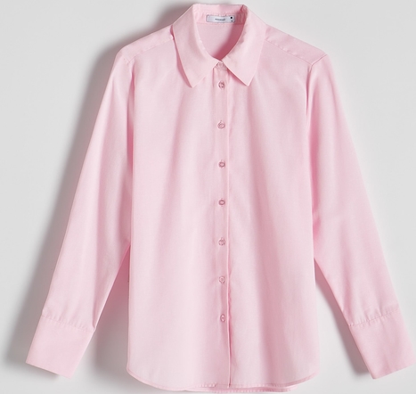 Różowa koszula Reserved z długim rękawem z bawełny