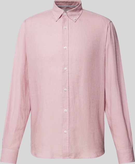 Różowa koszula S.Oliver z kołnierzykiem button down w stylu casual