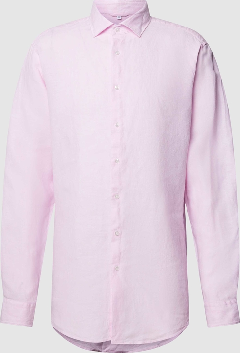 Różowa koszula Seidensticker Regular Fit z klasycznym kołnierzykiem z lnu