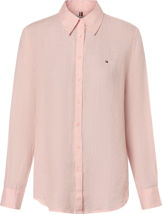 Różowa koszula Tommy Hilfiger w stylu casual z lnu